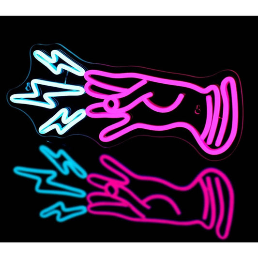 Fun Bright Pink / Blue Lightning Fingers LED Night Light Room Wall Decor