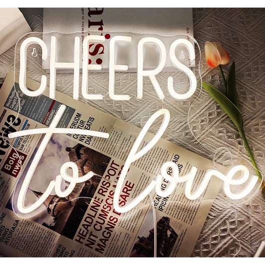 Romantic Bright White “CHEERS to Love” LED Night Light Room Wall Decor