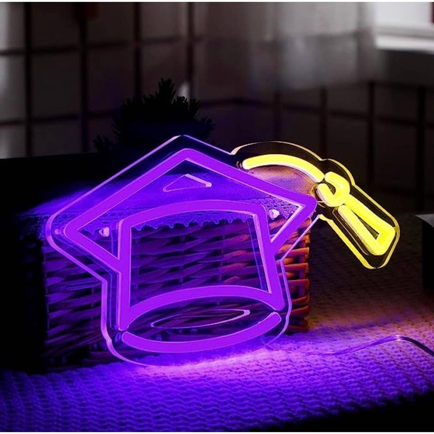Lovely Bright Purple Graduation Cap LED Night Light Celebration Decoration