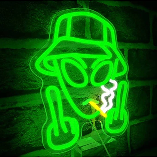 Lovely Bright Bad Alien in a Hat LED Night Light Room Wall Decoration