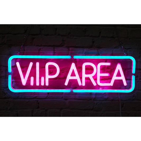 Vivid Bright Pink / Blue “VIP AREA” LED Night Light Party Room Wall Decor