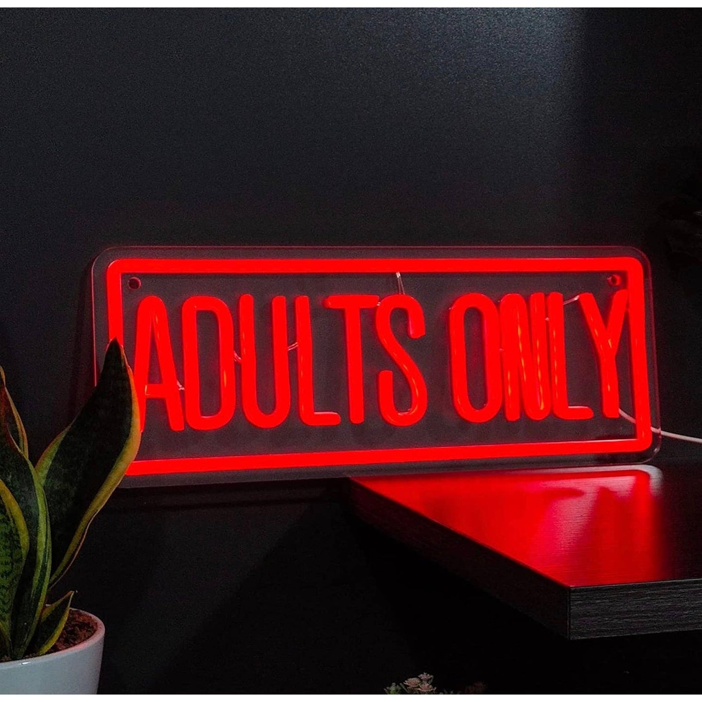Bright Red Adults Only LED Night Light Sign Room Wall Decoration