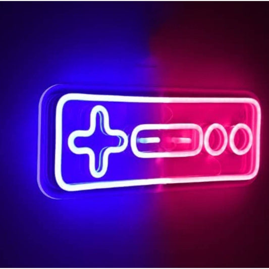 Fun Bright Pink & Blue Rectangle Game Controller LED Night Light Game Room Decor