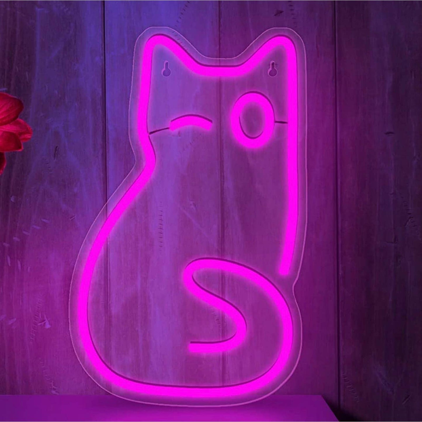 Adorable Pink Winking Kitty Cat LED Night Light Room Wall Decoration