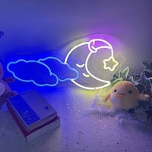 Adorable Vivid Bright Sleeping Moon LED Night Light Room Wall Decoration