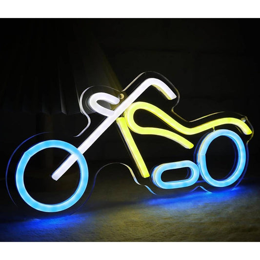 Cool Bright Blue Wheel Motorcycle LED Night Light Room Wall Decor