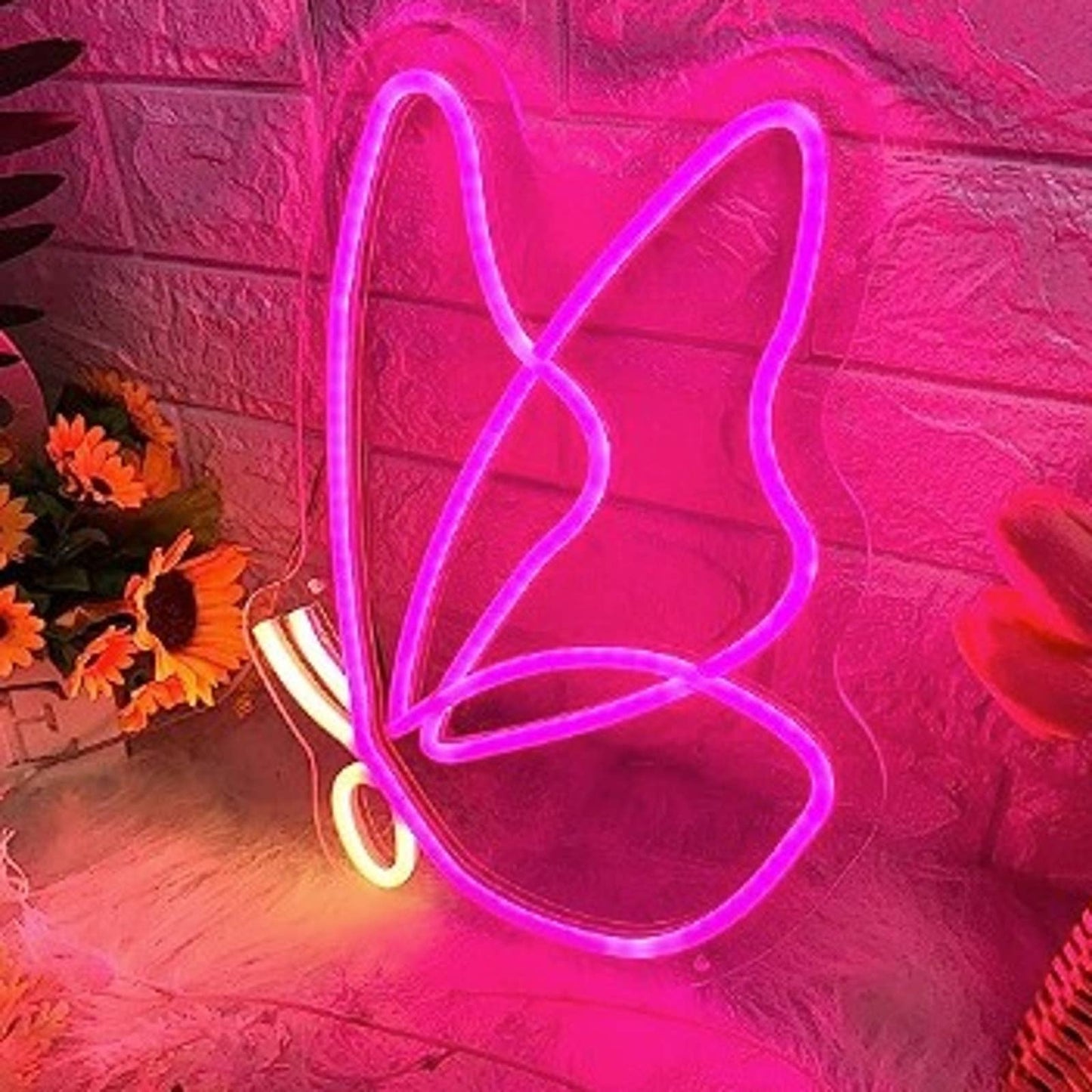 Super Adorable Bright Pink Butterly LED Night Light Room Wall Decoration
