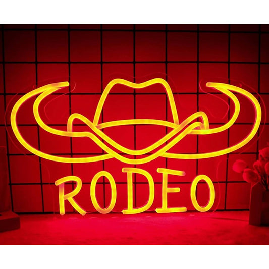 Vivid Bright Red Bull Horn Cowboy Hat Rodeo LED Night Light Room Wall Decor