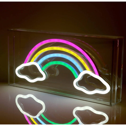 Lovely Bright Rainbow & Cloud LED Night Light Clear Acrylic Box Lamp Room Decor