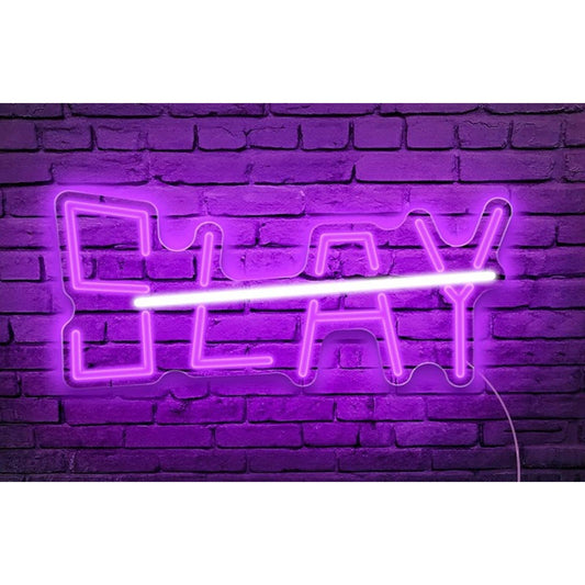 Fun Bright Purple Slay LED Night Room Wall Decoration
