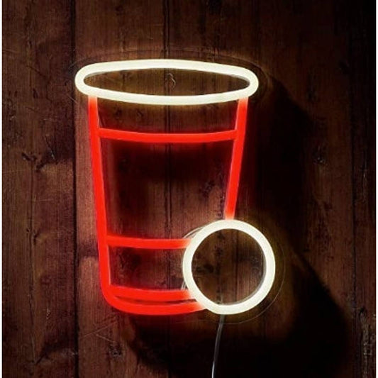 Fun Bright Red Solo Cup Beer Pong Party Game LED Night Light Room Wall Decoratio