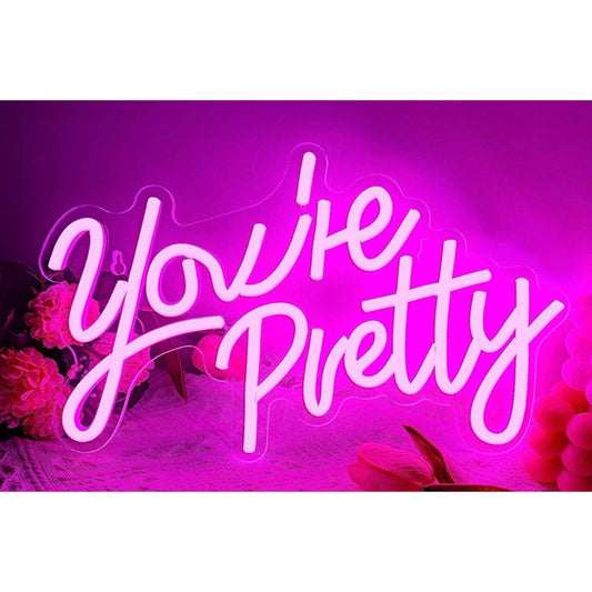 Lovely Vivid Simple Vivid Pink “You’re Pretty” LED Night Light Decoration