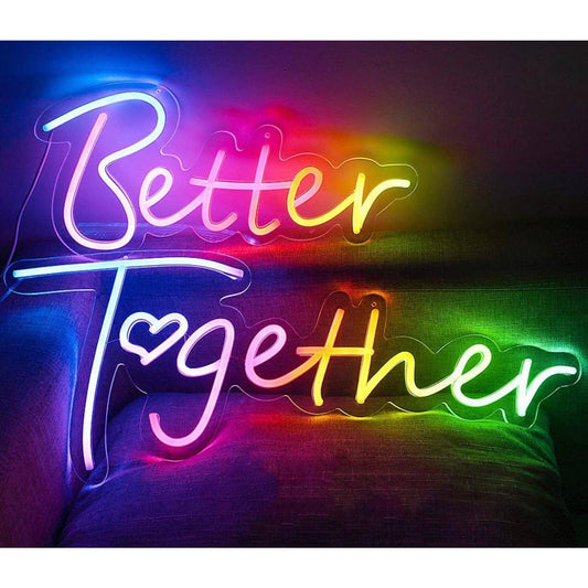 Vivid Bright Better Together Rainbow Heart LED Night Light Room Wall Decoration