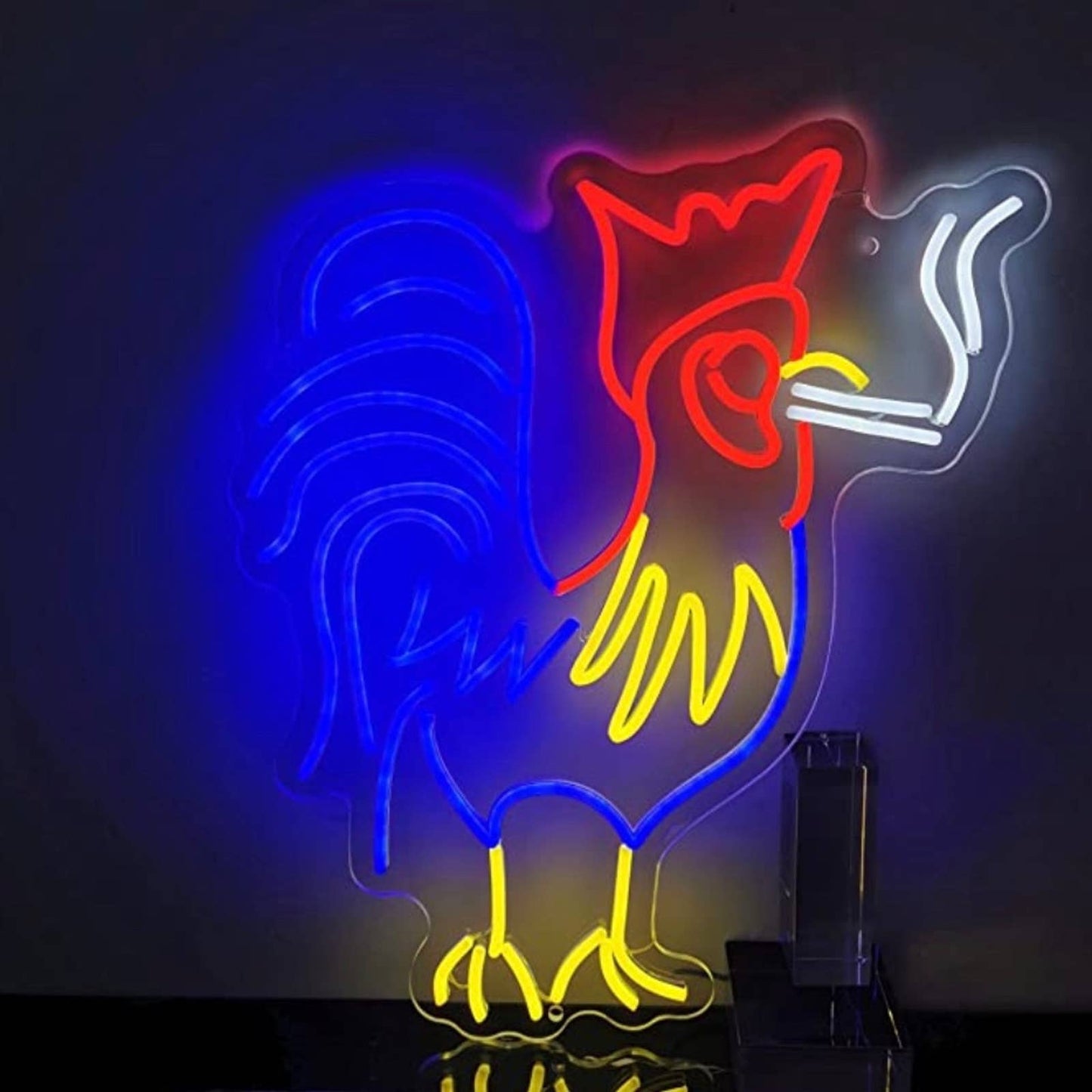 Fun Bright Colorful Smoking Rooster LED Night Light Room Wall Decoration