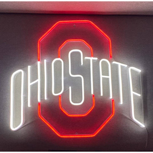 Large Bright Red / White Ohio State LED Night Light Sign Room Wall Decoration