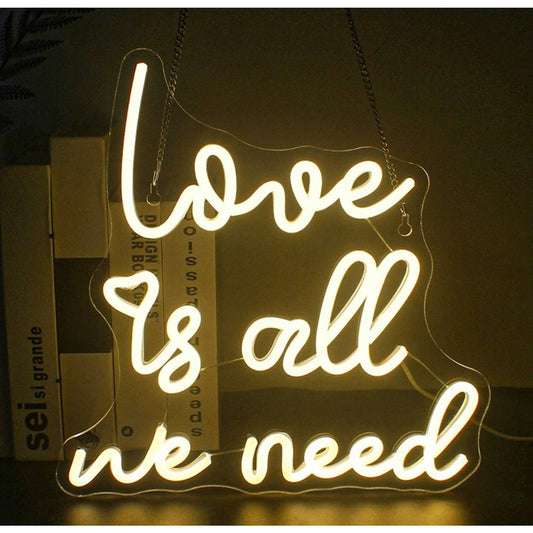 Vivid Warm Bright Love is All We Need LED Night Light Room Wall Decor