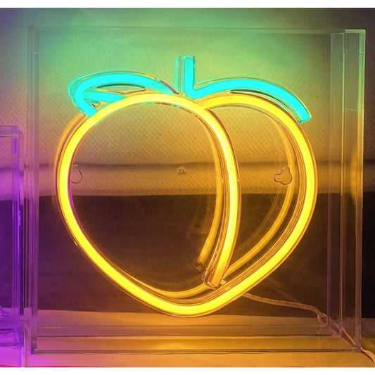 Lovely Bright Peach LED Night Light Box Table Top Lamp Room Fruit Decoration