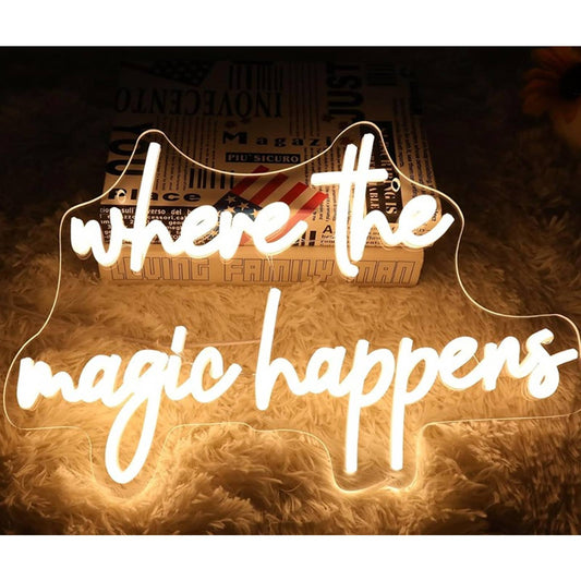 Lovely Bright Warm “Where the Magic Happens” LED Night Light Room Wall Decor