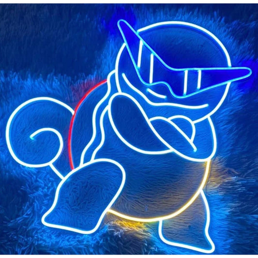 Fun Bright Vivid Bright Blue Cool Squirtle With Sunglasses LED Light Pokemon Dec