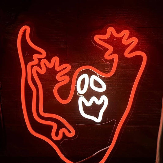 Spooky Bright Red Ghost LED Night Light Halloween Decor