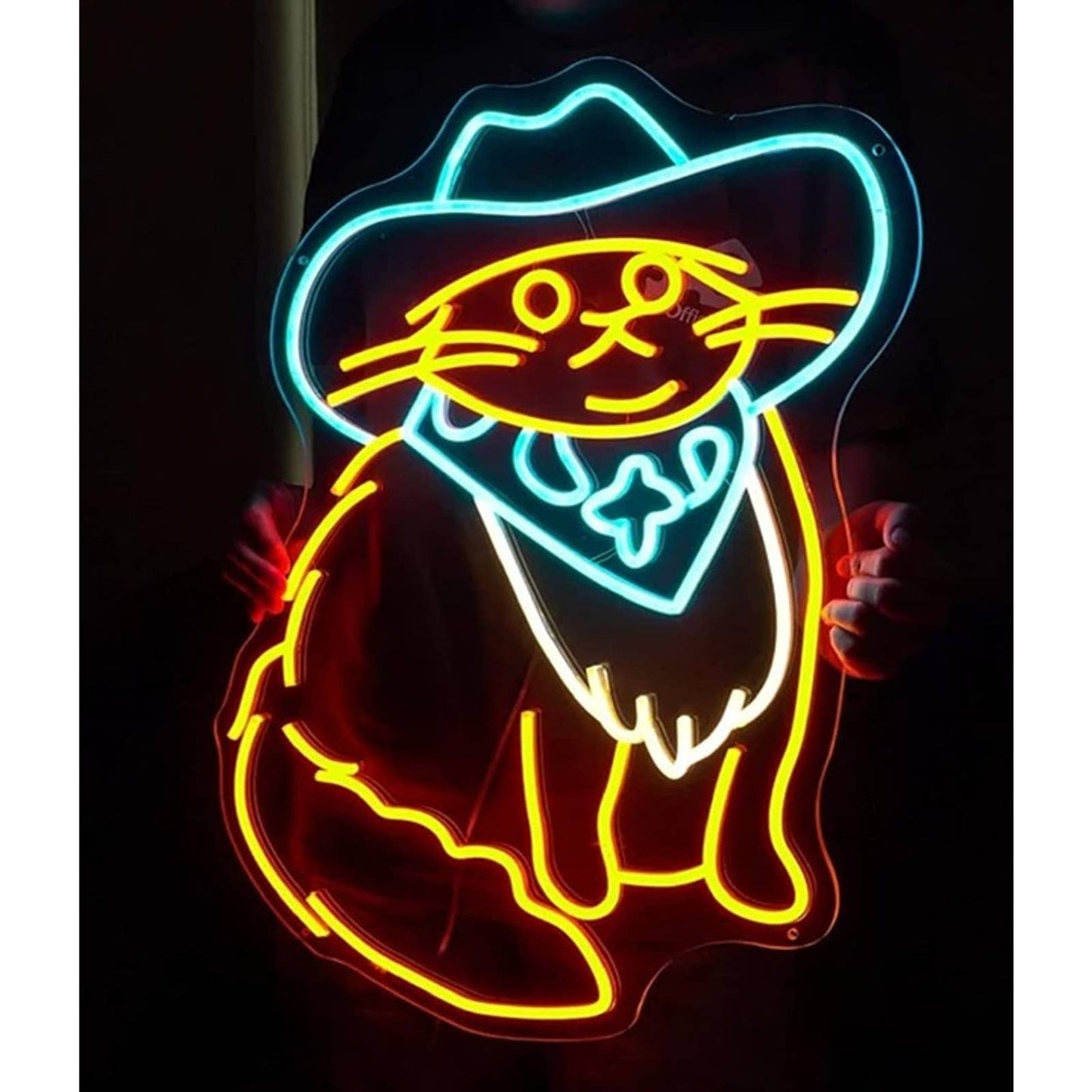 Cute Bright Cow Boy Kitty Cat LED Night Light Western Decor