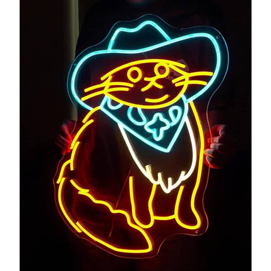 Cute Bright Cow Boy Kitty Cat LED Night Light Western Decor