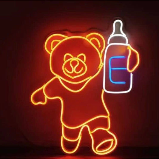 Lovely Large Bright Colorful Teddy Bear with a Baby Bottle LED Light Nursery Roo