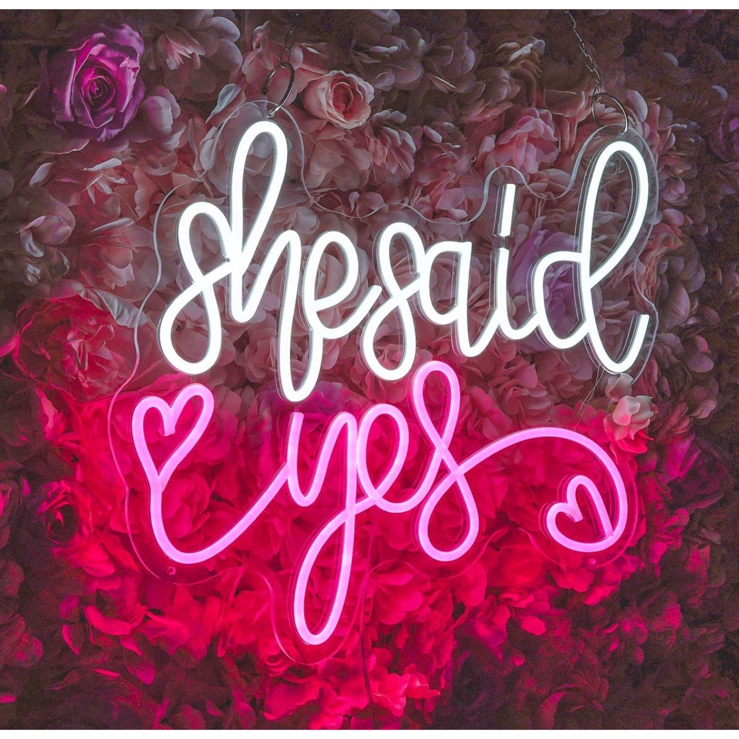 Lovely Large Bright “She Said Yes” Hearts LED Light Wedding Marriage Celebration