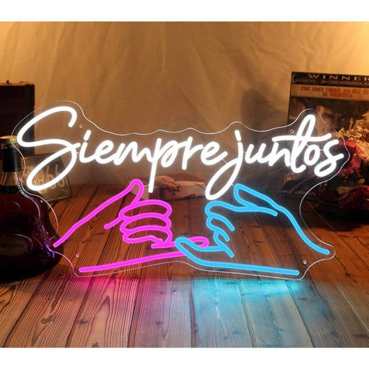 Lovely Bright “Siempre Juntos” Always Together LED Love Night Light Room Wall De