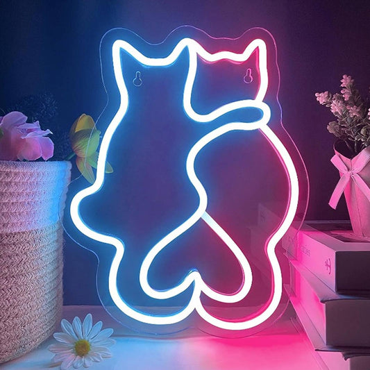 Adorable Bright Kitty Cat Pals LED Night Light Room Wall Decoration