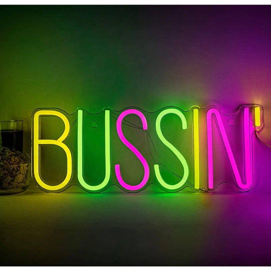 Vivid Bright Colorful Bussin’ LED Night Light Sign Room Wall Decoration