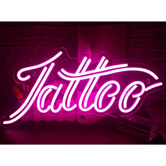 Vivid Bright Pink Fancy Tattoo LED Night Light Shop Wall Window Decor
