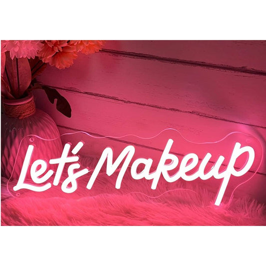 Lovely Bright Pink “Let’s Makeup” LED Night Light Room Wall Decor