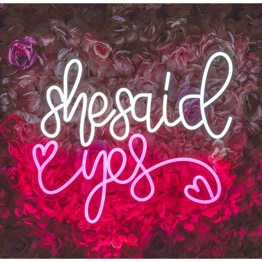 Lovely Large Bright “She Said Yes” Hearts LED Light Wedding Marriage Celebration