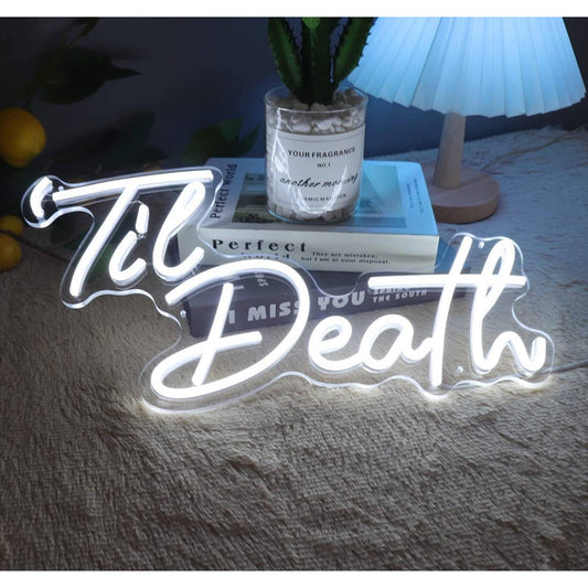 Lovely Bright Cool White “Til’ Death” LED Night Light Marriage Room Wall Decorat