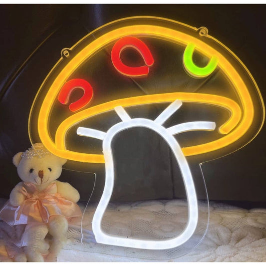 Lovely Bright Yellow Spotted Mushroom LED Night Light Room Wall Decoration