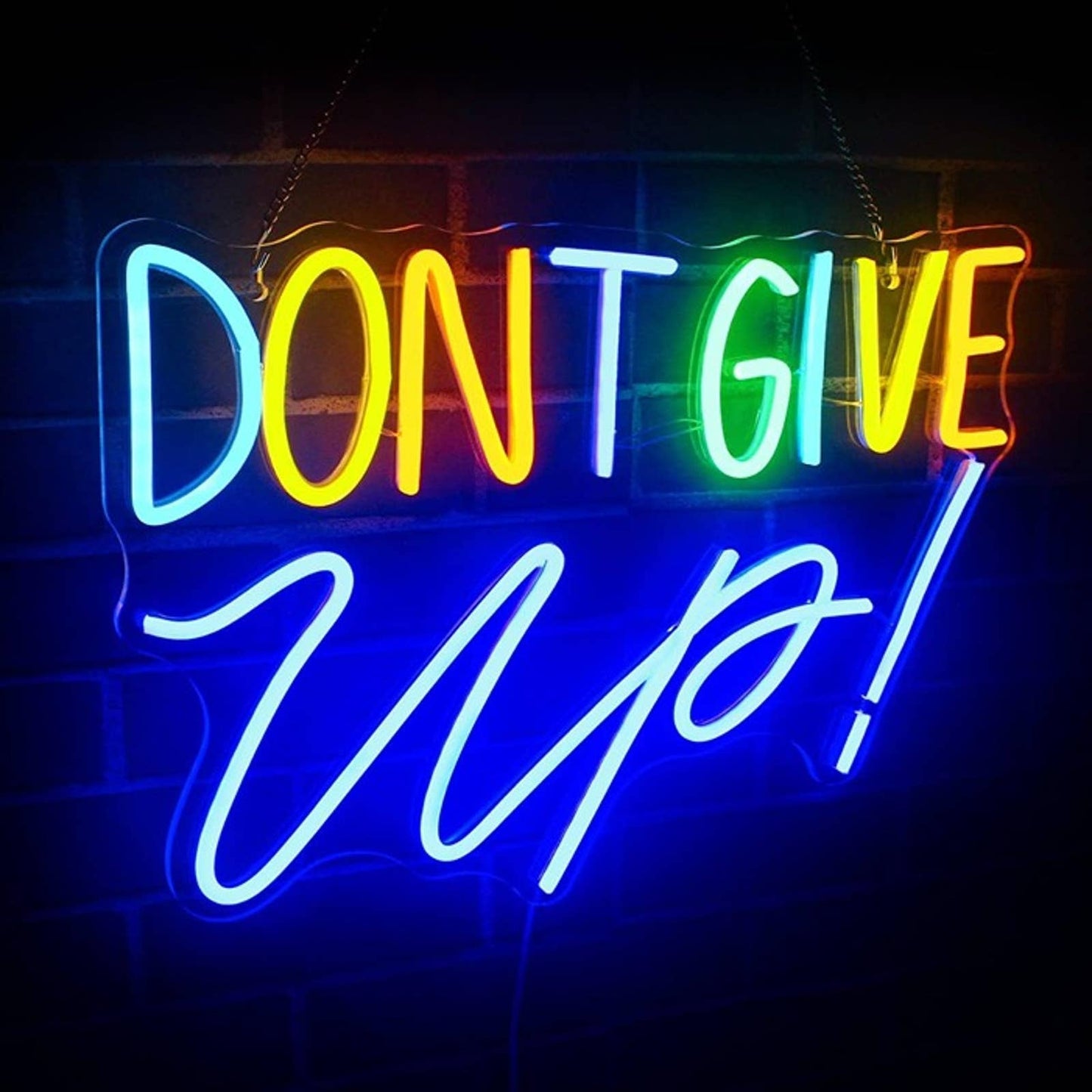 Empowering Bright Colorful “Don’t Give Up!” LED Night Light Room Wall Decor