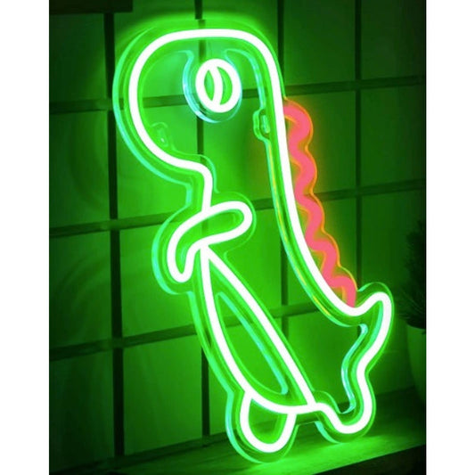 Cute Bright Green Baby Dinosaur LED Night Light Room Wall Decoration