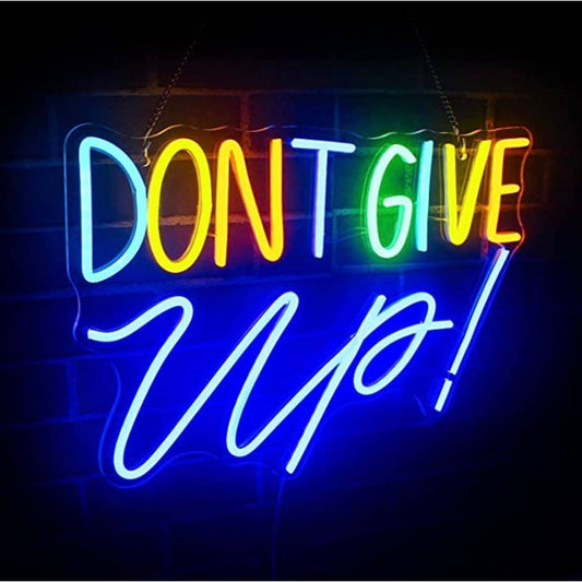 Vivid Bright Colorful Motivational “Don’t Give Up” LED Night Light Room Wall Dec
