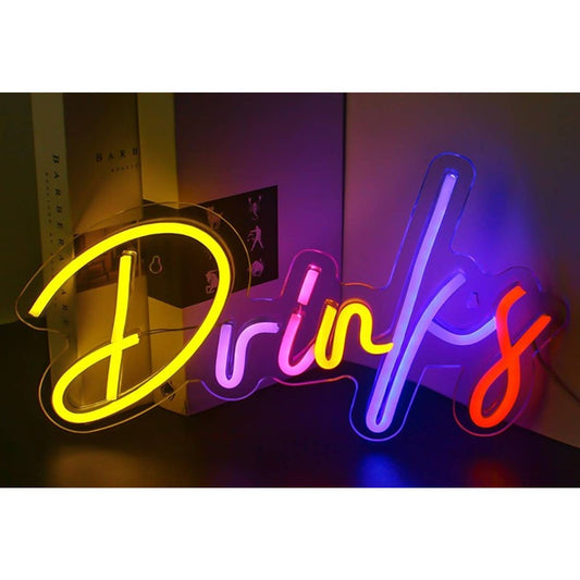 Vivid Bright Colorful “Drinks” LED Night Light Bar Room Wall Party Decor
