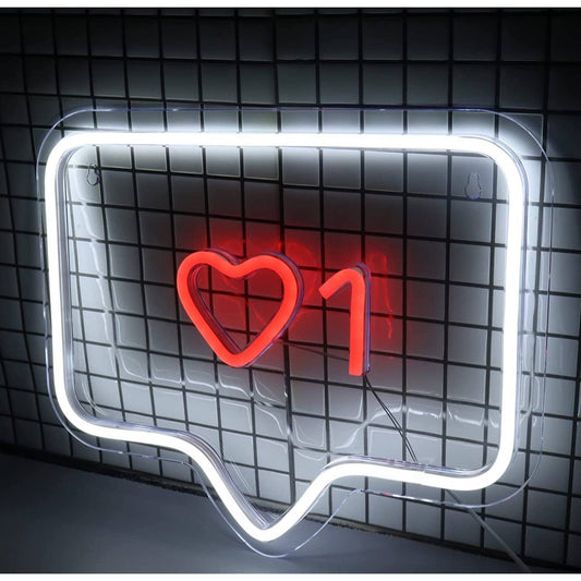 Lovely Bright White / Red Instagram Like Love Heart LED Night Light Social Room