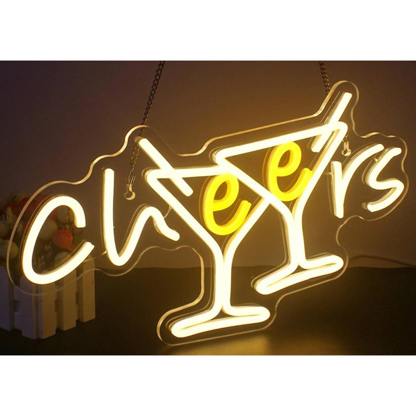 Fun Vivid Bright Cocktail Cheers LED Night Light Bar Party Decor