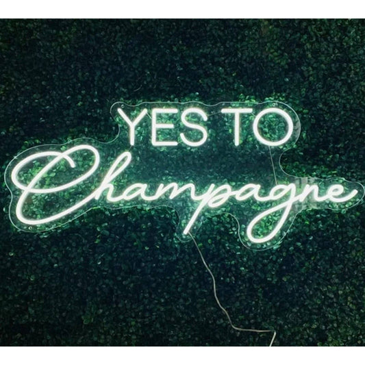 Fun Bright White “Yes to Champagne” LED Night Bar Light Room Wall Party Decor