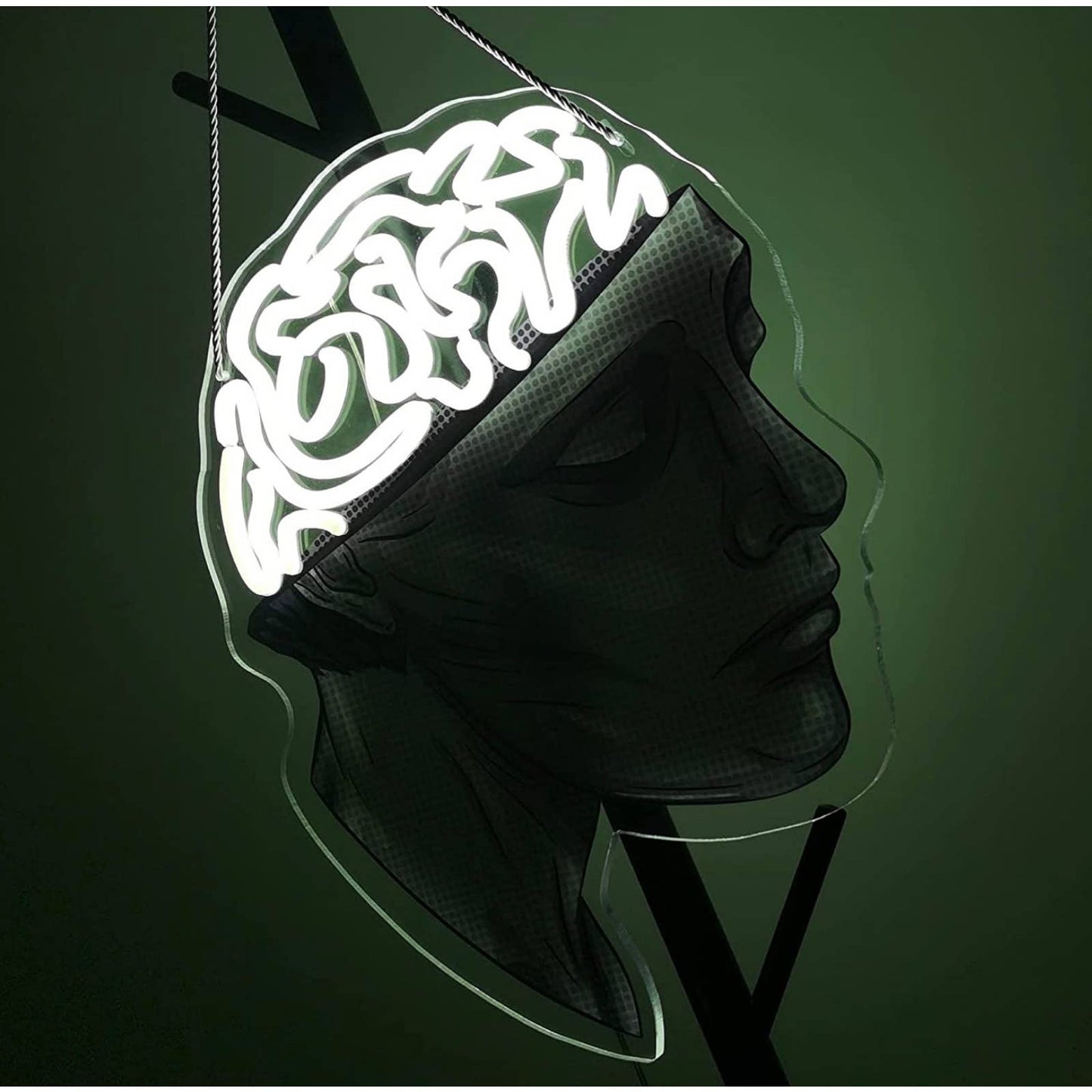 Unique Fun Bright White Head Brain LED Night Light Room Wall Art Decoration