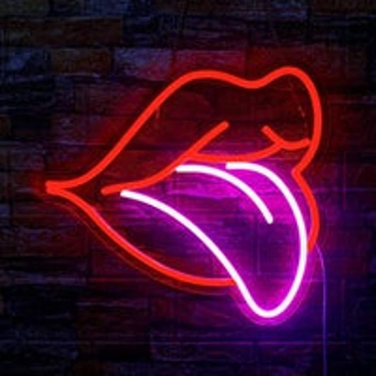 Fun Vivid Bright Lips & Tongue LED Night Light Room Wall Decoration