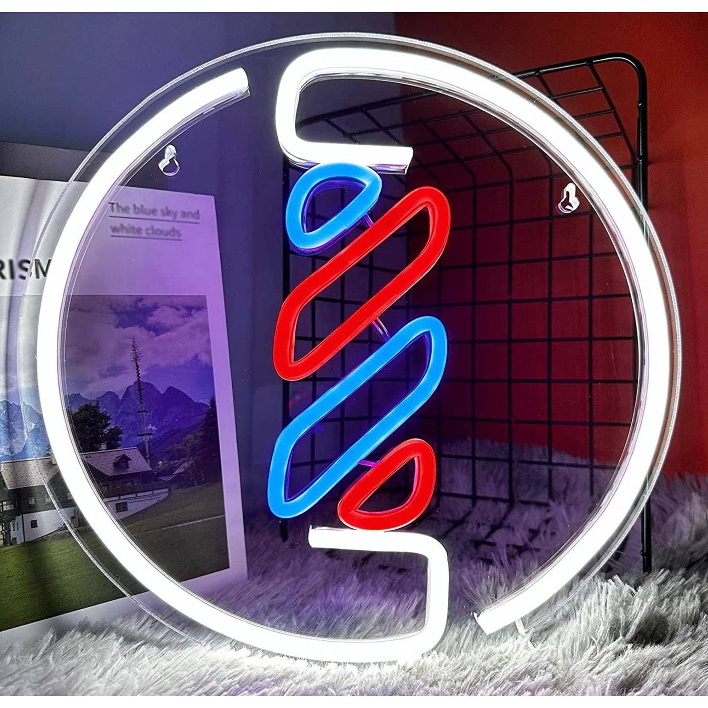 Unique bright Modern Barber Shop LED Night Light Sign Business Store Salon Decor