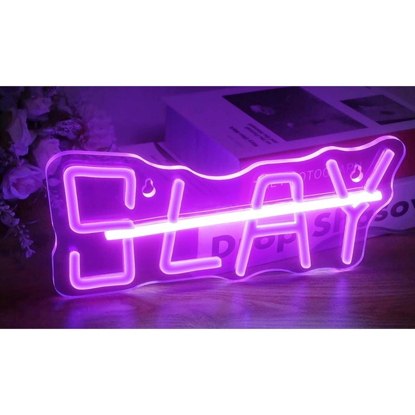 Fun Bright Purple Slay LED Night Room Wall Decoration