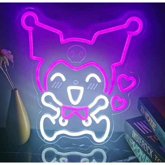 Cute Bright Pink Happy Kuromi Anime LED Night Light Anime Japan Room Wall Decor