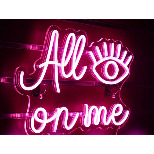 Bright Pink “All Eyes On Me” LED Night Light Room Decoration