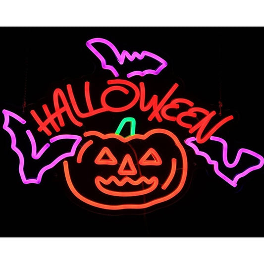 Spooky Fun Vivid Bright Halloween Pumpkin & Bat LED Night Light Decoration